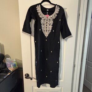 NWT Black Ladyline Rayon Chikankari Embroidered Kurti Tunic 38